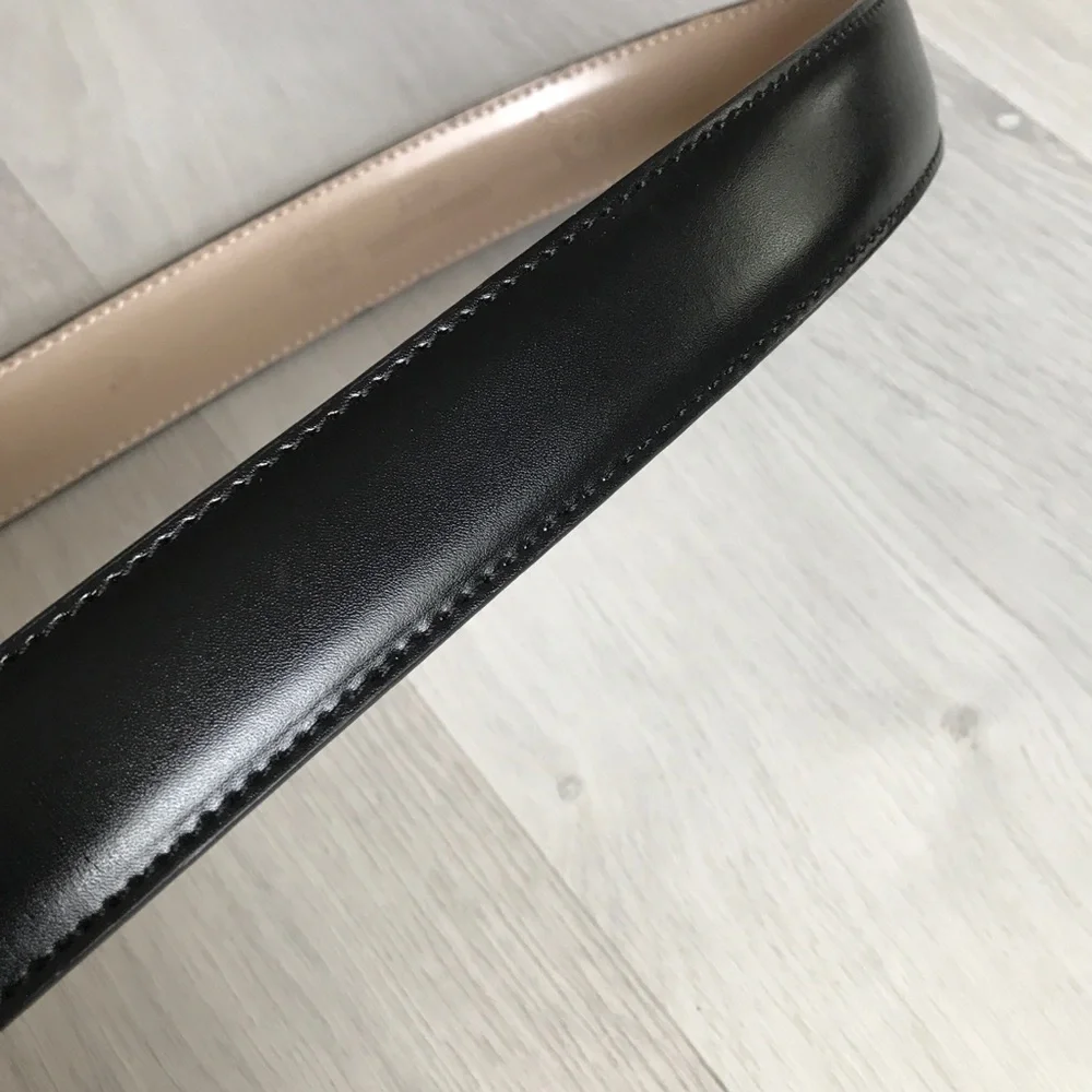ITALIAN MADE MENS BLACK LEATHER BELT 46” DRESSY RATCHET